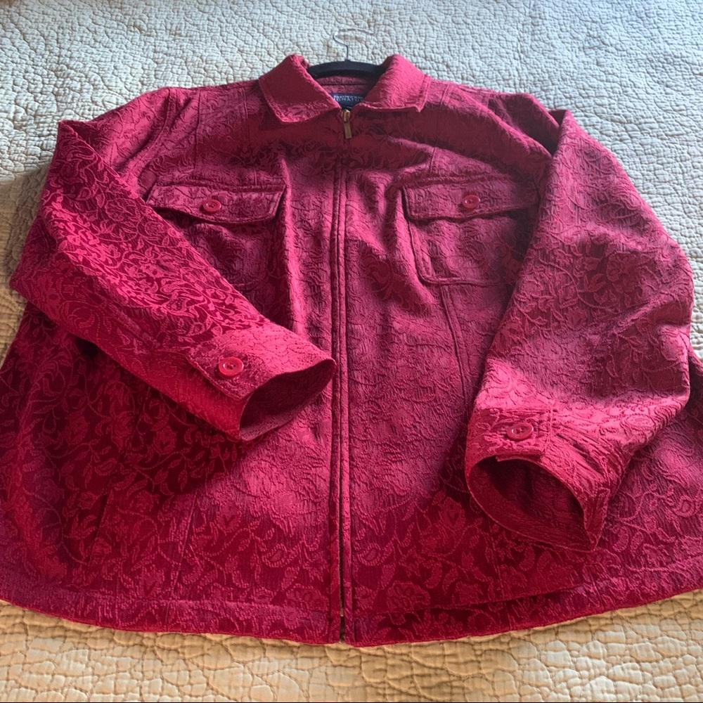 Jones of New York Blazer Red Brocade Size 1X